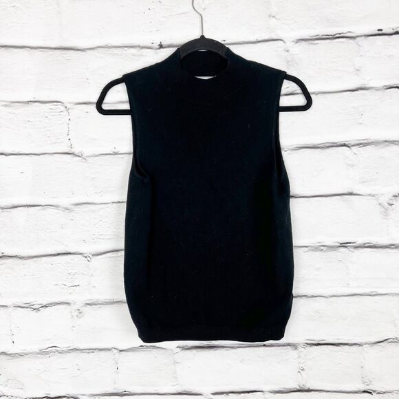 Anthropologie Women's M Black Sleeveless Mock Turtleneck Sweater - Picture 2 of 5
